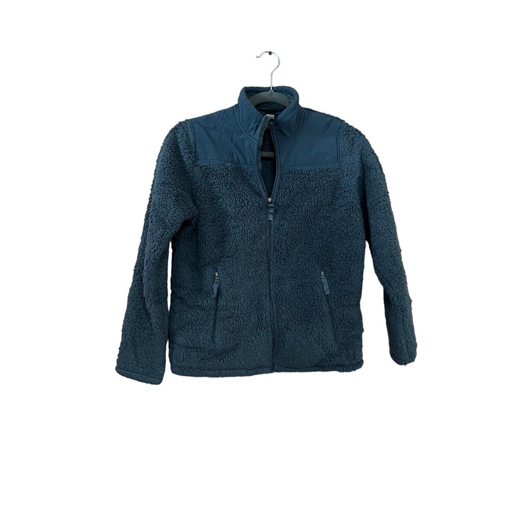 32 heat  boys kids osito jacket full zipper Sz L 14 16 blue gray